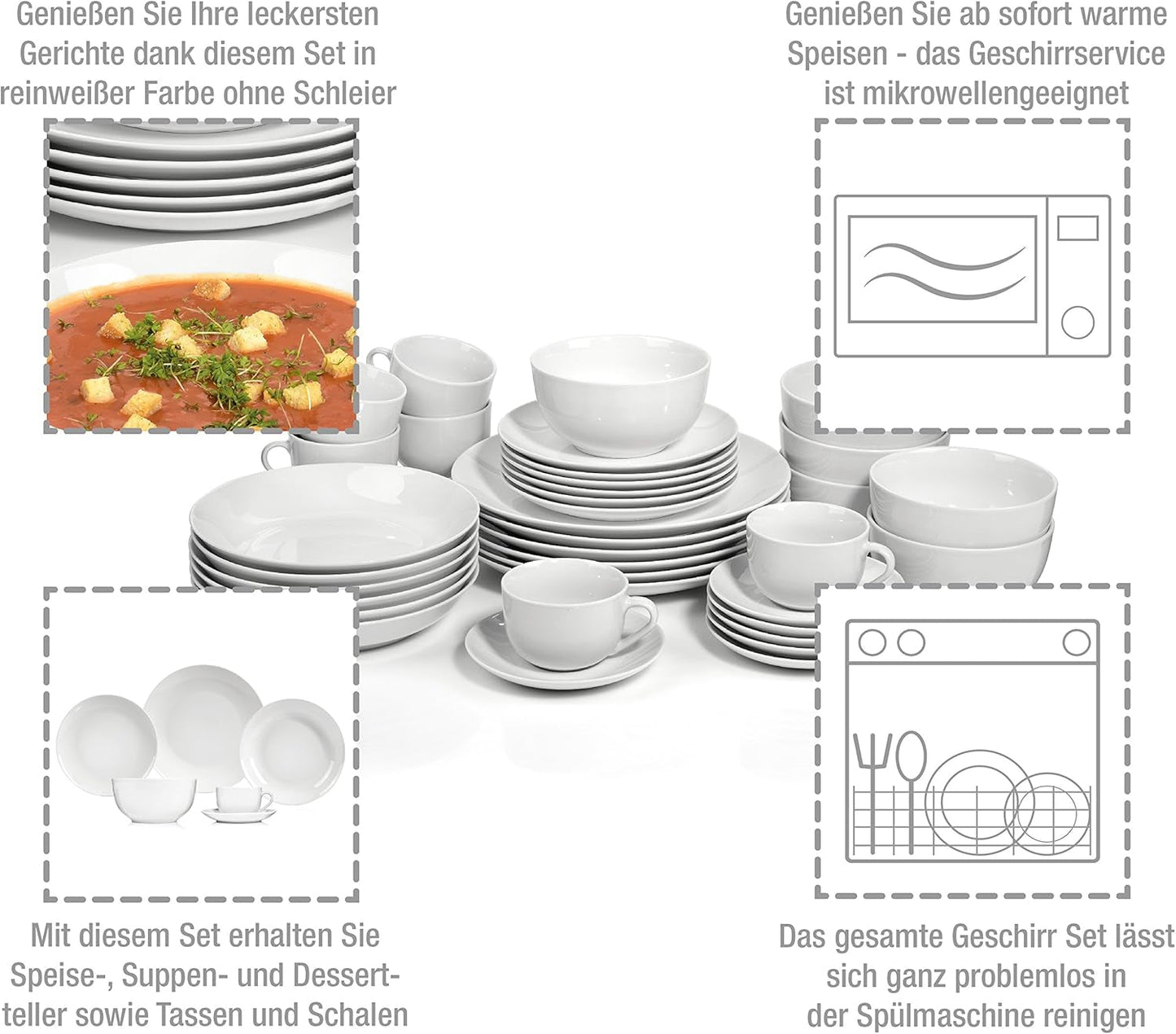 SÄNGER New Port Geschirrset, 36-teilig, für 6 Personen | DIE PREMIUM-KOLLEKTION