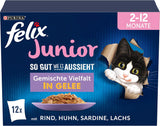 Felix As Good As It Looks Junior Nassfutter in Gelee für Kätzchen, sortierte Mischung, 6er-Pack (6 x 12 Beutel à 85 g)