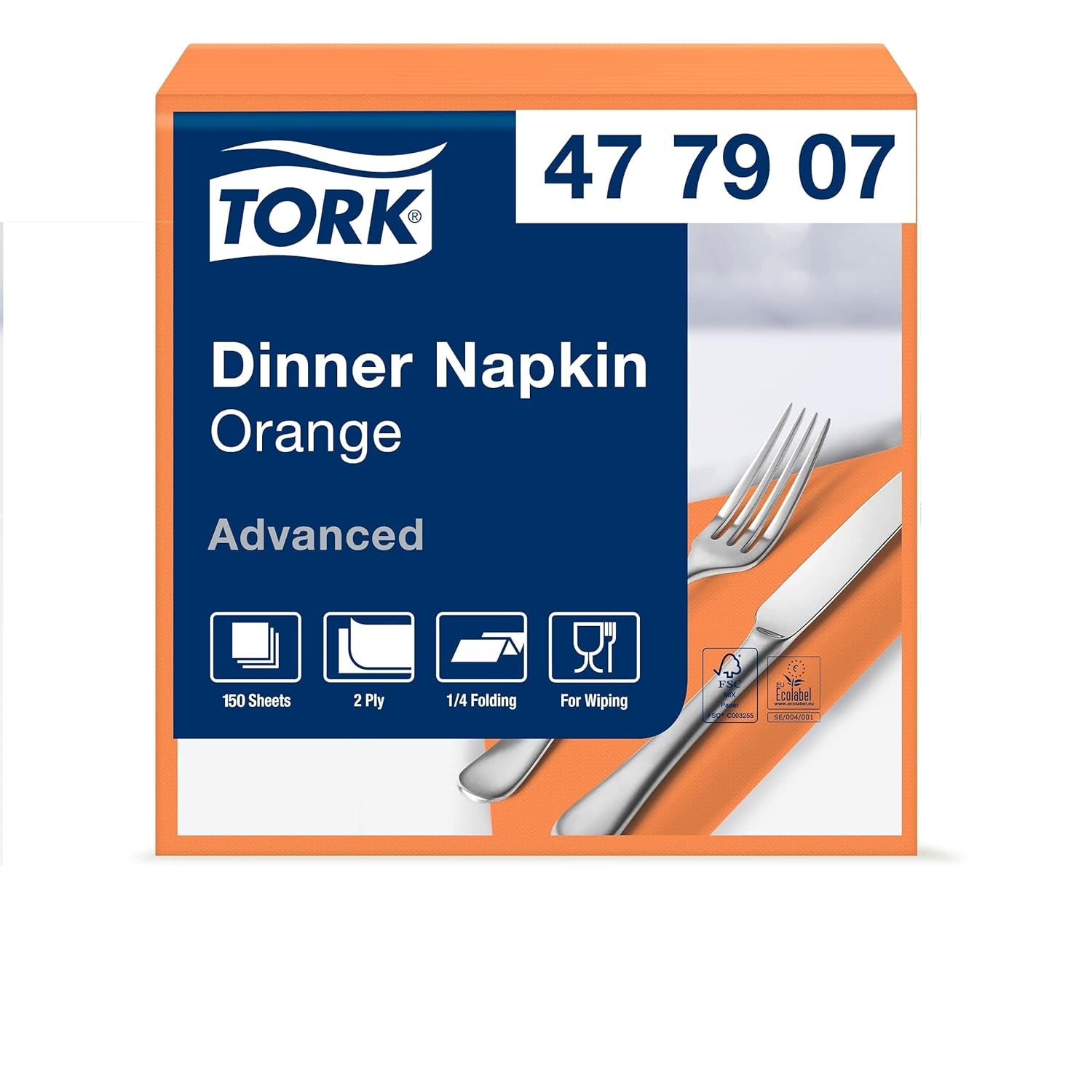 Tork Linstyle 509542 Schwarze Cocktailservietten, 1/4 Falz, 1-lagig, 23,8 x 23,8 cm, 1 x 100 Servietten