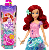 Mattel Disney Princess Ariel Spin & Reveal Modepuppen-Set mit 11 Überraschungen, darunter 5 Zubehörteile, 5 Aufkleber und eine vom Film HTV88 inspirierte Spielszene