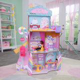Kidkraft Candy Castle Puppenhaus aus Holz mit Möbeln und Zubehör, Lama-Einhorn-Figurenhaus, Eiskuchen-Lift und Gummistuhl für Puppen, Spielzeug für 3-Jährige, 20242 Naty Shop Puppenhäuser
