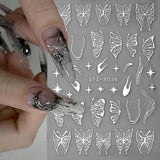 3D Metallic Schwarz Schmetterling Nagelaufkleber – Laser Pink Aurora Nagelaufkleber – Punk Butterfly Nail Art Aufkleber – Silber Nagelaufkleber – Nageldesign Zubehör