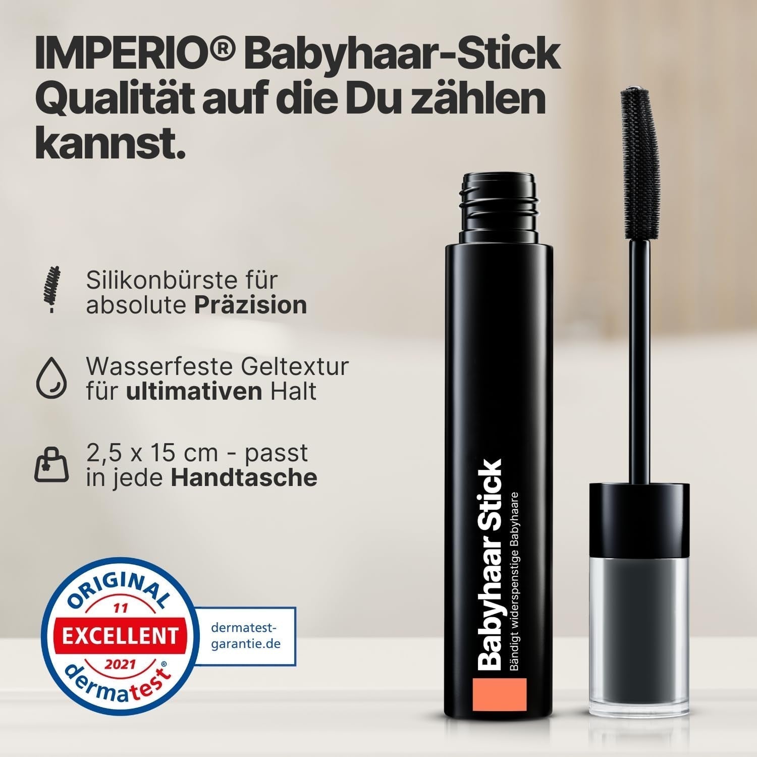 IMPERIO Hair Finishing Stick für Babyhaar – Premium-Mascara für Babyhaar, um feines und kaputtes Haar zu bändigen – 12 ml Transparente Haarfarbe Naty Shop