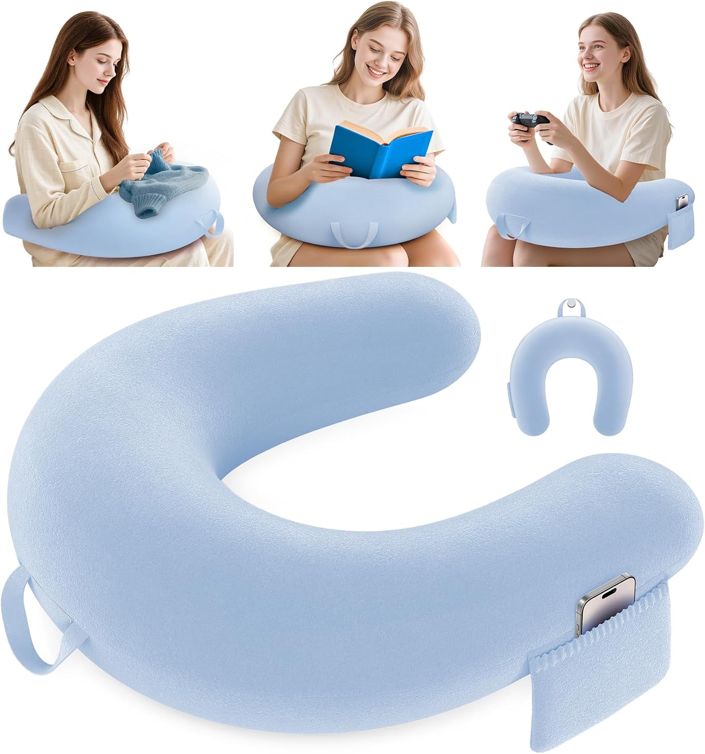 Gaming- und Lesekissen, Lesekissen für Bett/Couch/Boden, Füttern/Häkelkissen mit großem ergonomischem Gaming-Kissen, Gamer-Kissen für iPad/Laptop – Schwarz