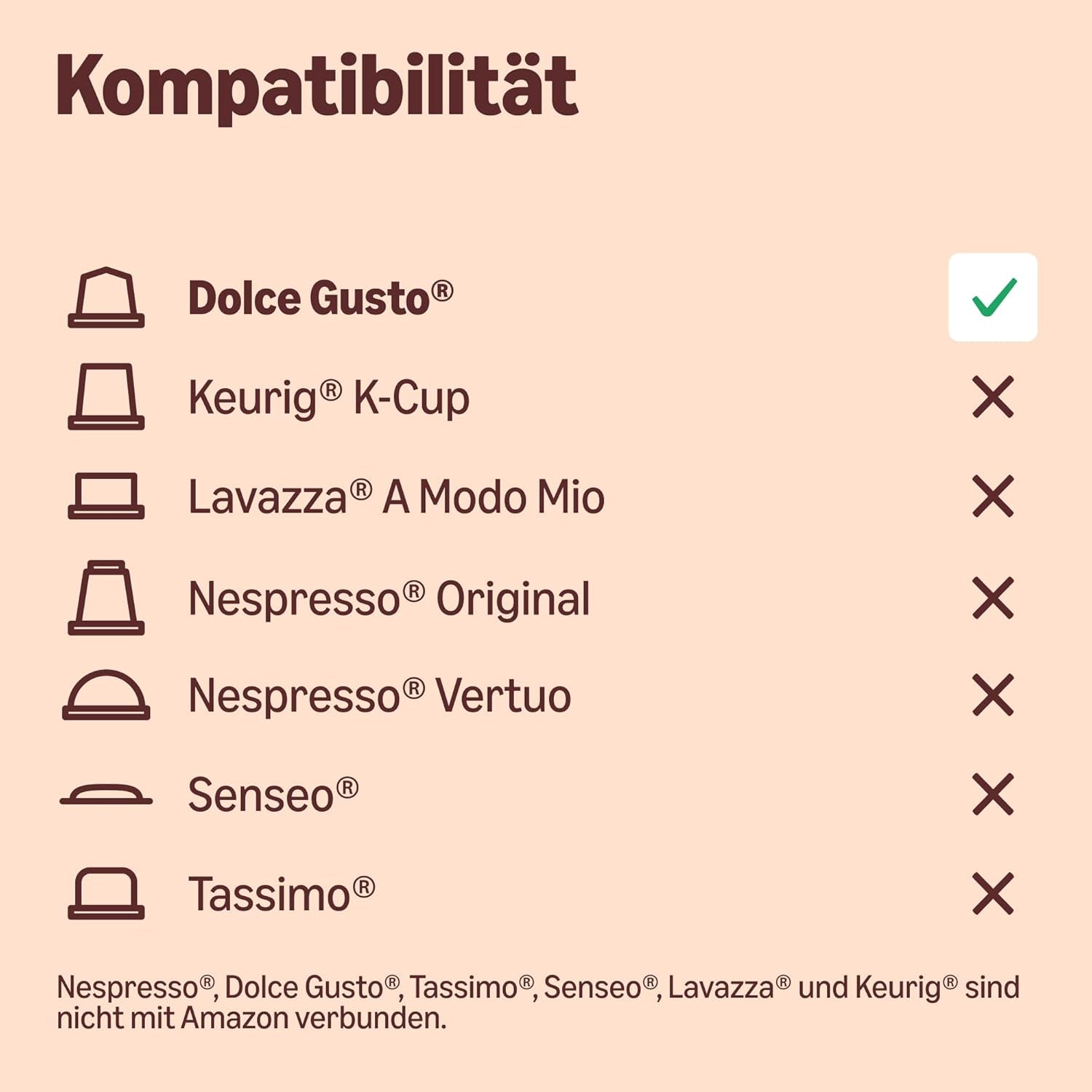 von Amazon Cafe au Lait Dolce Gusto kompatible Kaffeekapseln, 48 Kapseln (3 Packungen mit je 16 Stück)