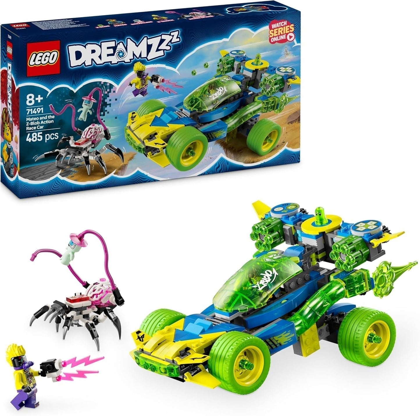 LEGO Dreamzzz Mateo mit Z-Blob Action Racer, 2-in-1-Fantasy-Spielset mit Fahrzeugen, Minifiguren und Traumkreaturen für Kinder ab 8 Jahren, Geschenk für Jungen und Mädchen 71491 Bausets Beuche den LEGO-Store Default Title