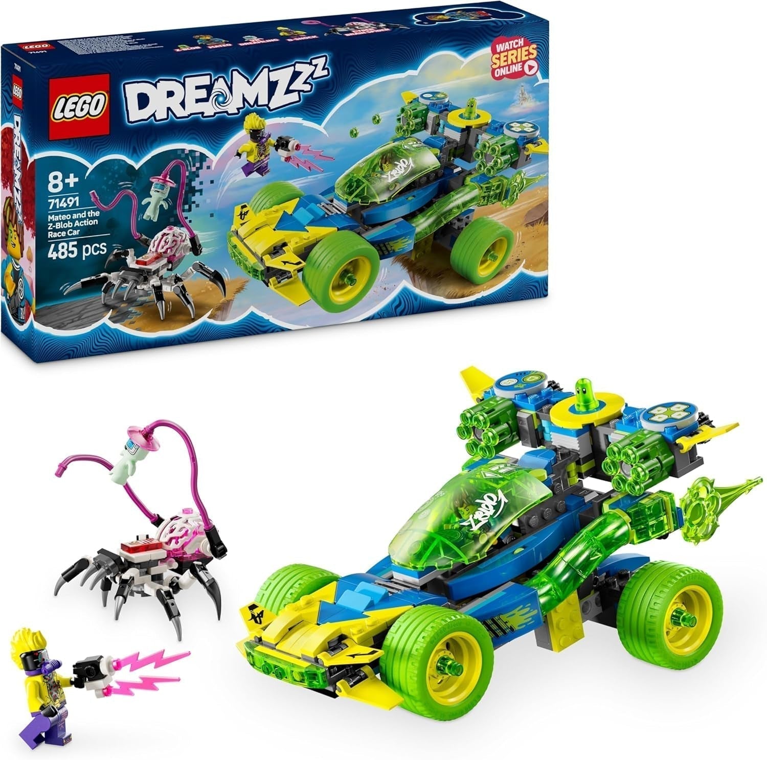 LEGO Dreamzzz Mateo mit Z-Blob Action Racer, 2-in-1-Fantasy-Spielset mit Fahrzeugen, Minifiguren und Traumkreaturen für Kinder ab 8 Jahren, Geschenk für Jungen und Mädchen 71491 Bausets Beuche den LEGO-Store Default Title