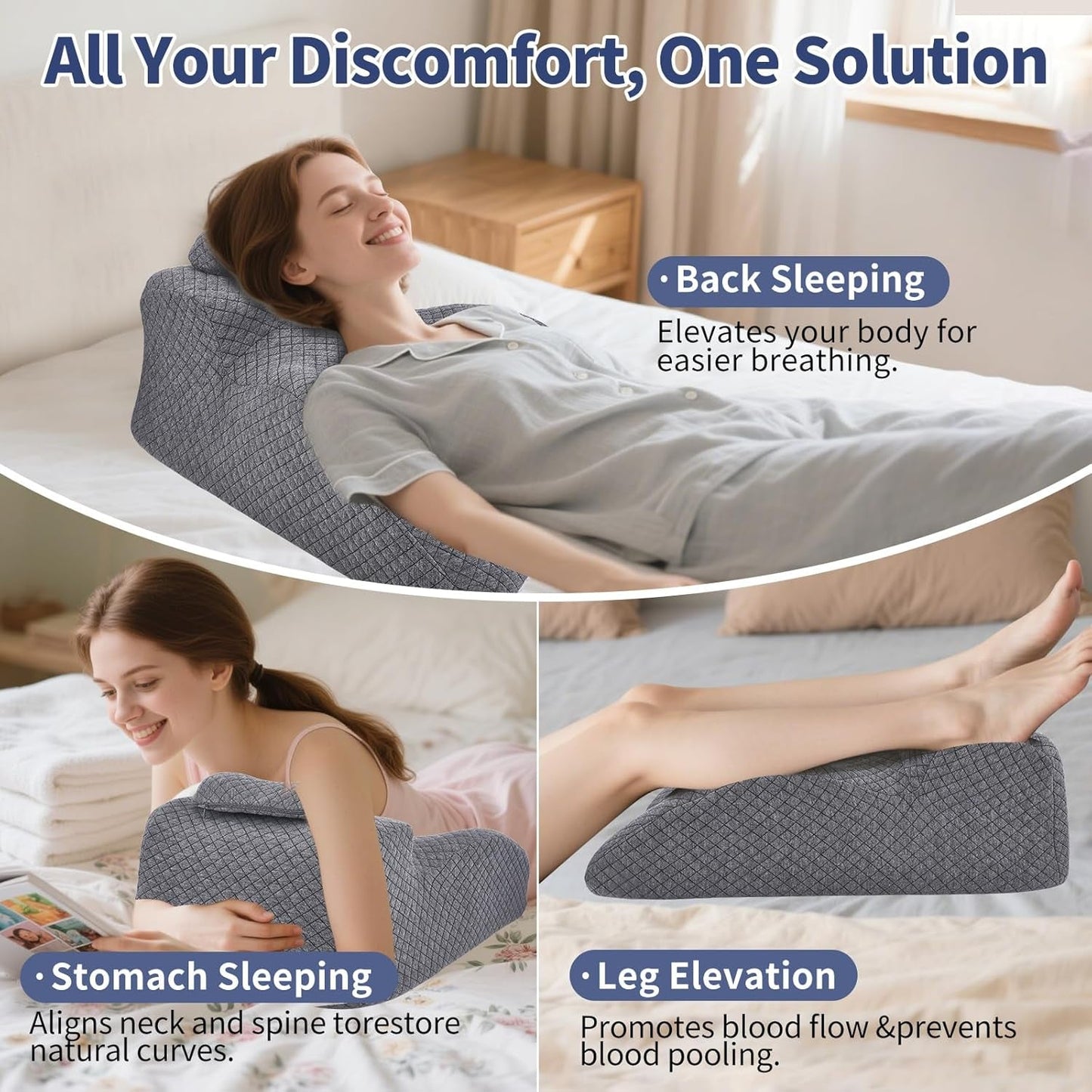 Lesekissen – Rückenkissen, verstellbare Kopfstütze, Lesekissen aus Memory-Schaum für das Bett, ergonomisches Nacken- und Beinkissen, Lendenstützkissen