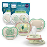 Philips AVENT Ultra Air-Schnuller – 4er-Pack BPA-freie, atmungsaktive Schnuller für Babys von 6–18 Monaten, inklusive Tragetasche und Sterilisation, Schildkröten-/Wal-Muster (Modell SCF085/66)