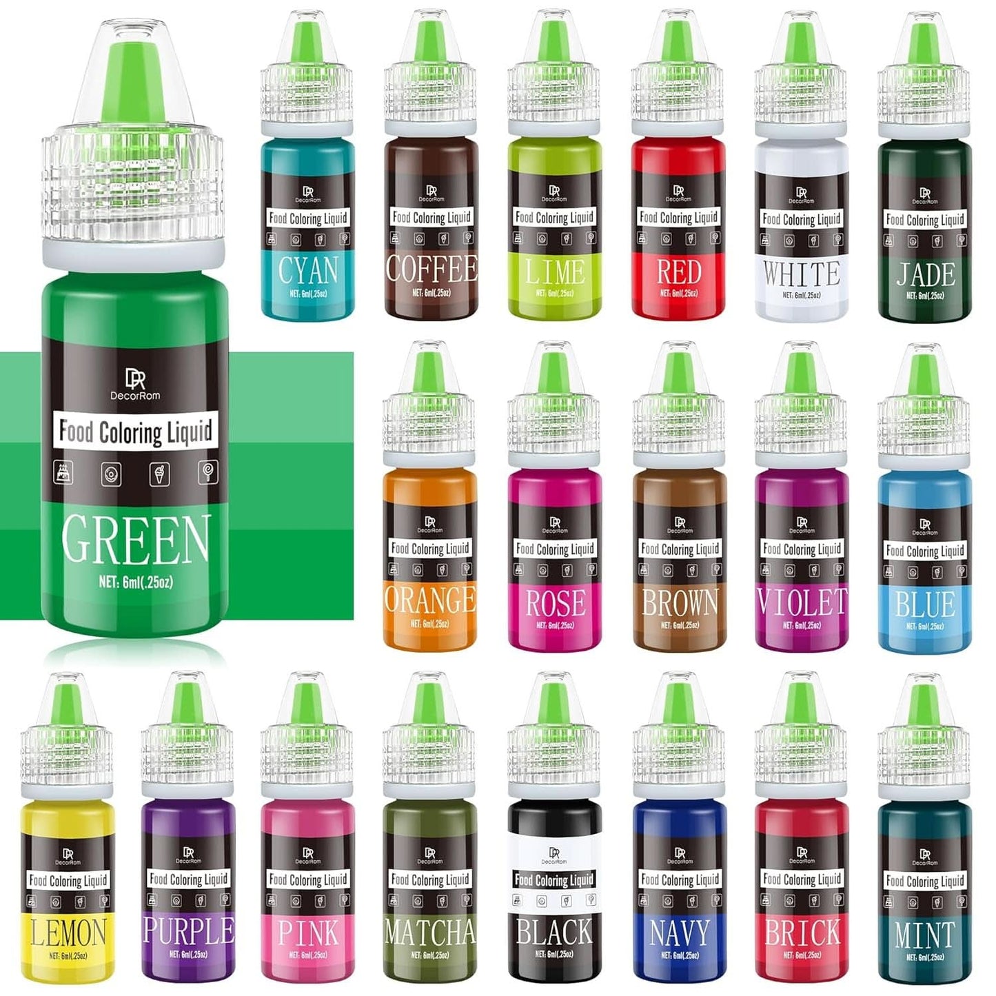 Flüssige Lebensmittelfarbe, 10 ml Naty Shop 6 ml (Set mit 20 Stück)