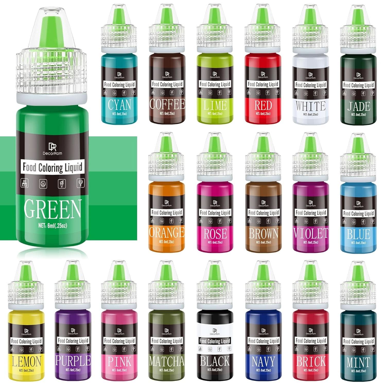 Flüssige Lebensmittelfarbe, 10 ml Naty Shop 6 ml (Set mit 20 Stück)