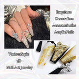 30 Stück Metall-Nagelschleifen, gold-silbergraue Schleifen, Nagelzubehör, Nageldekorationen für Frauen und Mädchen, Nagelkunst-Design