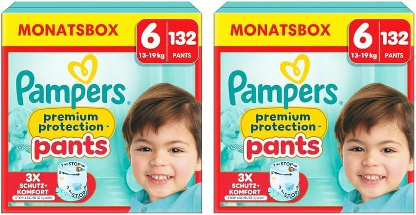 Pampers Premium Protection Pants Größe 7, 123 Windeln, 15 kg+, mit 360°-Anpassung und weichen Anti-Leck-Bündchen für optimalen Komfort und Schutz