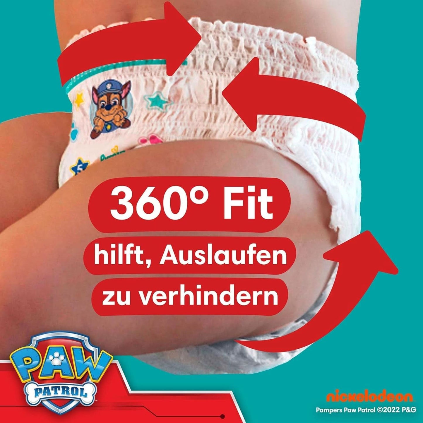 Pampers Windeln Paw Patrol Pants Größe 5 (12-17 kg) Baby-Dry, Junior mit Stop-and-Protect-Tasche, MONATLICHE BOX, 160 Windeln Naty Shop