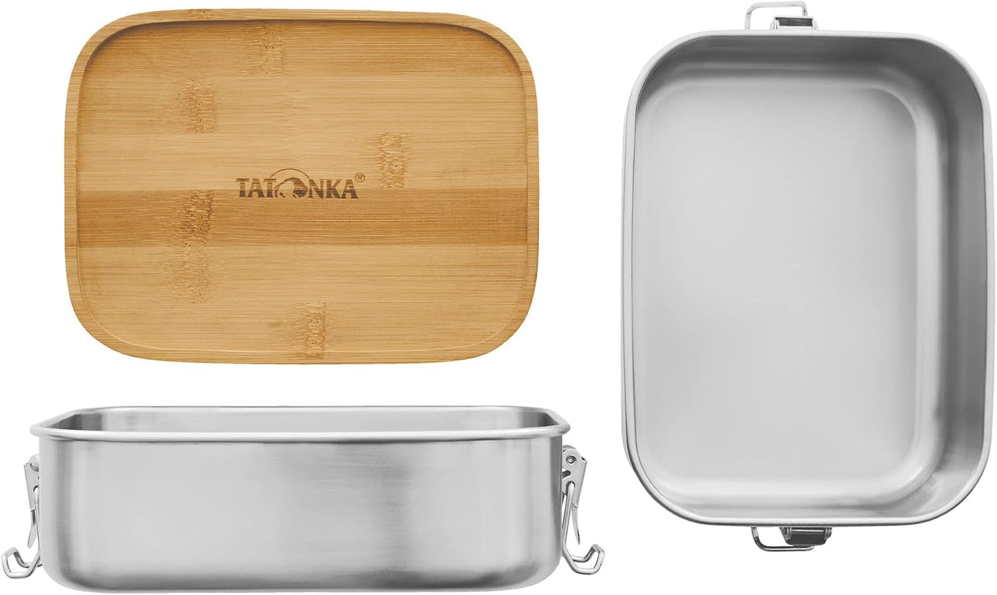 Tatonka Lunchbox aus Edelstahl I Lunchbox aus Bambus (800 ml / 1000 ml) – Brotbox mit Bambusdeckel und Schwingdeckel – unzerbrechlich, ungiftig, spülmaschinenfest, plastikfrei und BPA-frei. Frischhalteboxen von Naty Shop