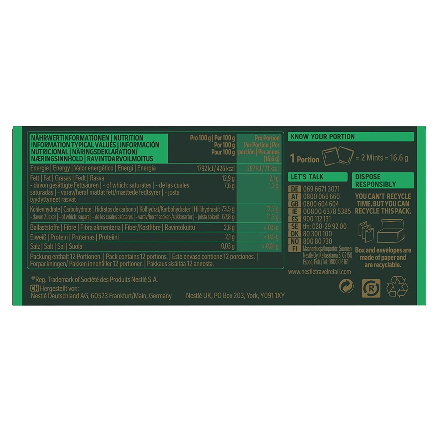 NESTLÉ AFTER EIGHT Dünne dunkle Schokoladenquadrate mit Minzcremefüllung für Genießer, 5er-Pack (1 x 200 g)