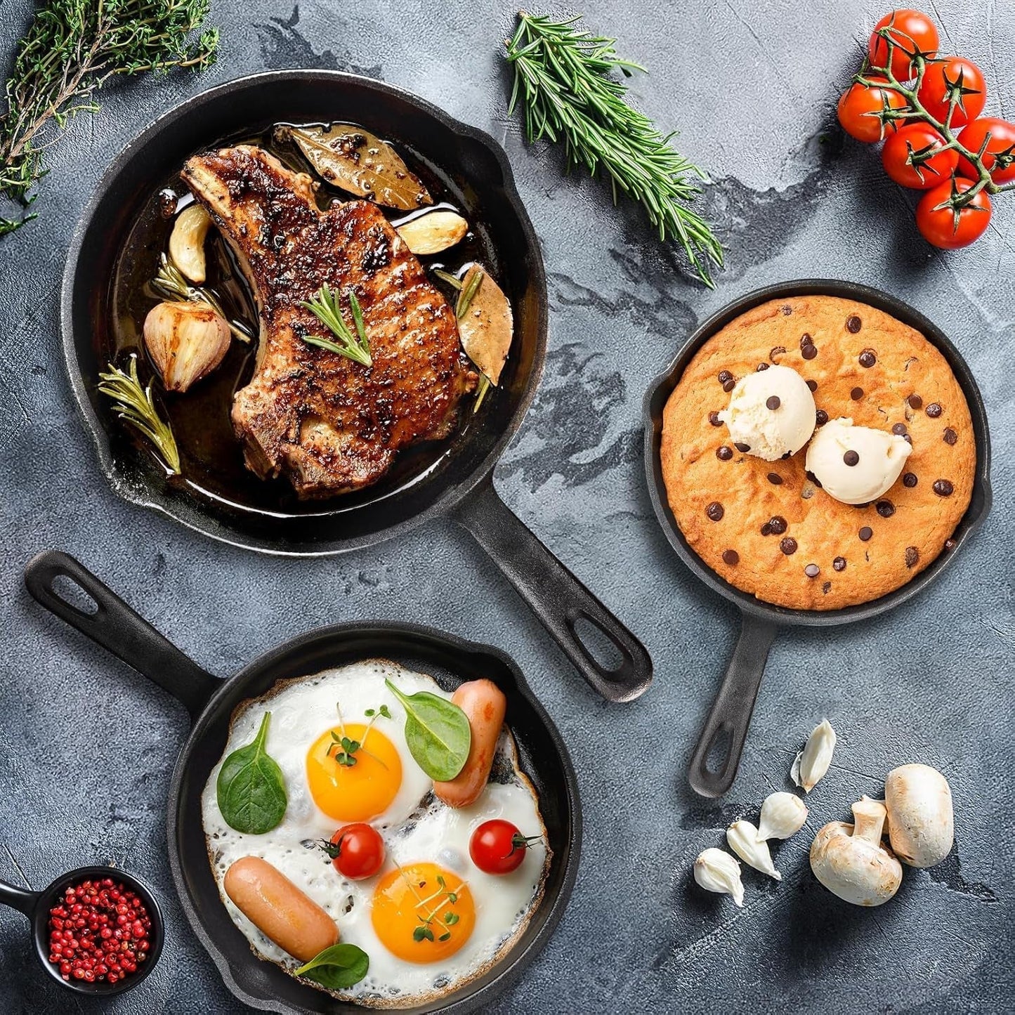 OVERMONT Grillpfanne aus Gusseisen mit Griff Töpfe und Pfannen Naty Shop