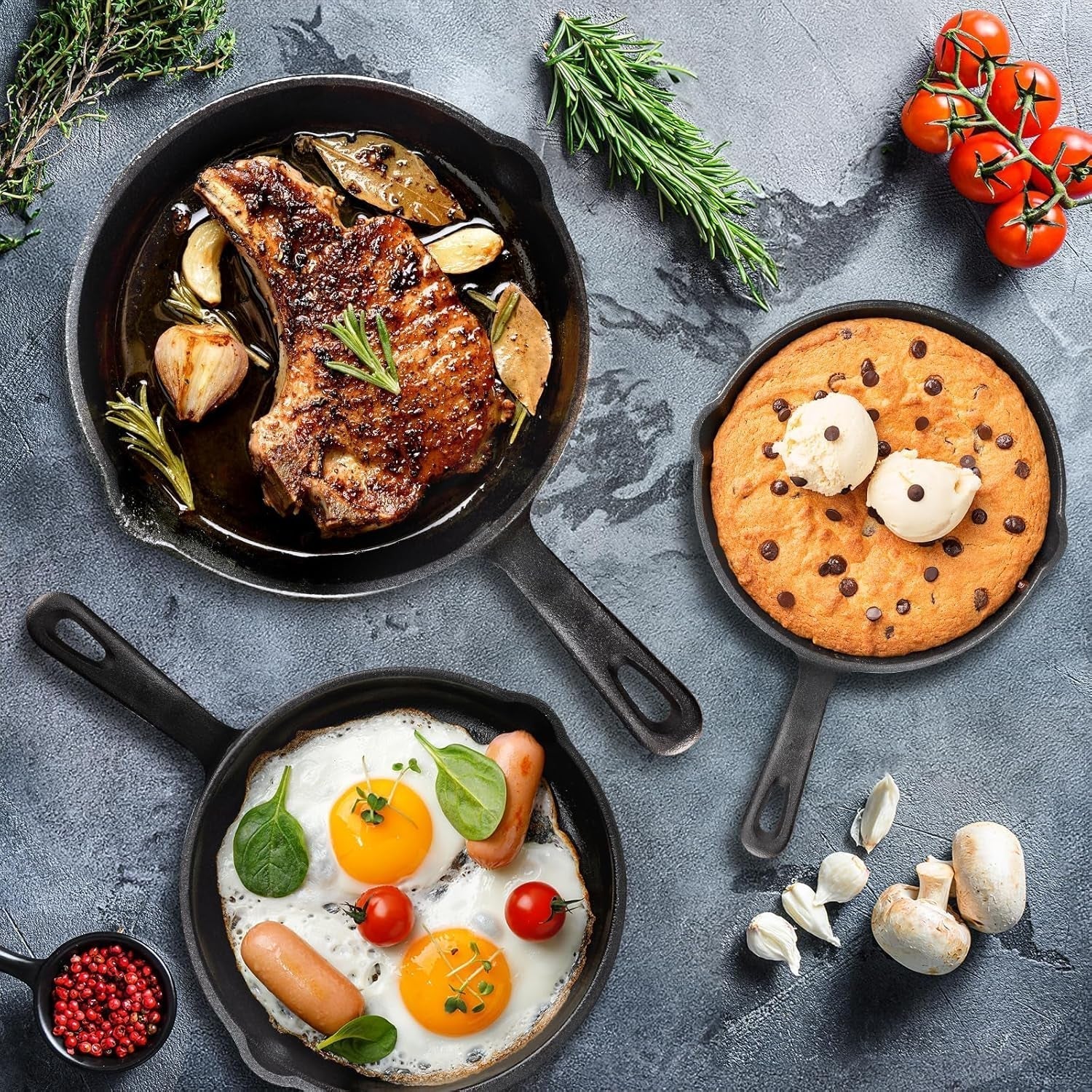 OVERMONT Grillpfanne aus Gusseisen mit Griff Töpfe und Pfannen Naty Shop