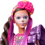 2022 Día De Muertos Barbie-Puppe mit gerüschtem Trachtenkleid, Blumenkranz und Calavera-Gesichtsbemalung, Geschenk für Sammler