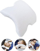 MINGZE Multifunktionales Memory-Schaum-Kissen, Nackenkissen, Schaumstoff, U-förmiges Nackenkissen mit Schleife, langsames Rückprall-Schlafkissen, Rückprall-Druckkissen, Kissen aus Eisseide für Hand- und Nackenschutz, orthopädische Nackenkissen, Naty Shop, Weiß