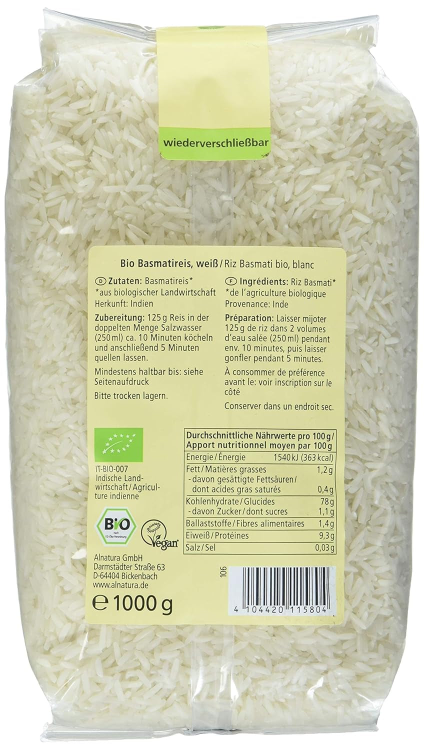Bio-weißer Basmatireis aus dem Himalaya, 1 kg