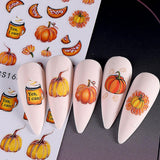3D Herbst Nagelaufkleber Kürbisblätter Nagelaufkleber Geometrische Linie Blumen Nagelaufkleber Thanksgiving Day Design Nagelaufkleber Herbst Kürbis Nagelaufkleber Nagelzubehör Nagelkunst