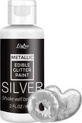 Flüssiger essbarer Glitzer – 6 Metallic-Farben, flüssiges essbares Glitzerpulver zum Dekorieren von Kuchen, Backen, Macarons – metallische Lebensmittelfarbe, Glitzerfarben für Kekse, Fondant, Kuchen, Muffins