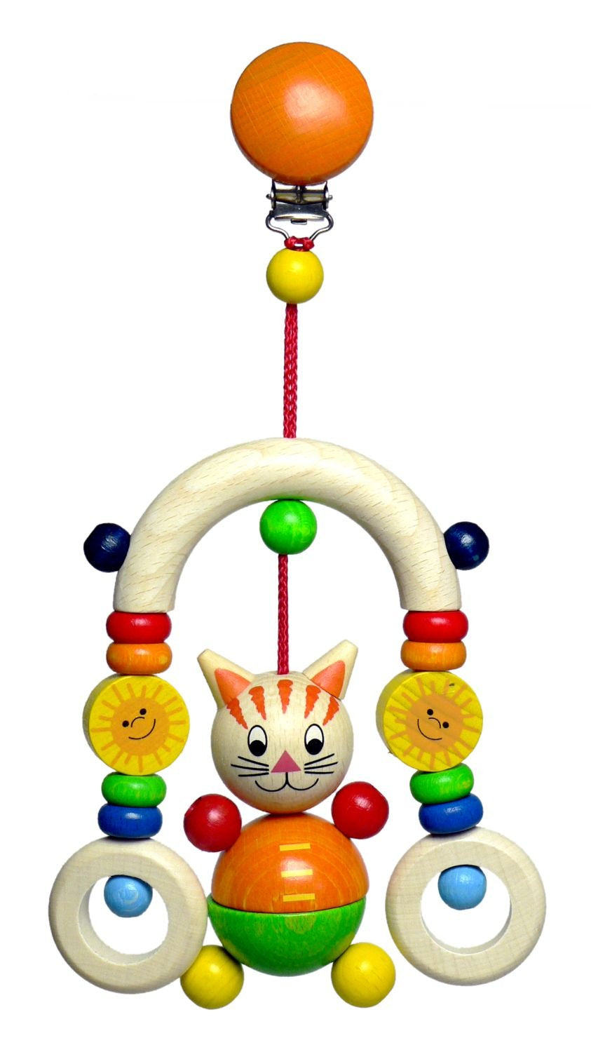 Holzspielzeug 13510 - Mini-Holztrapez, Serie Mika die Katze, für Kinder, handgefertigt, ca. 21 x 11 x 5,5 cm, mit Aufhängeclip. Babyspielzeug Naty Shop Standardtitel