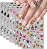 Nagelsticker Halloween, 8 Blätter Halloween Nagelsticker, Kürbis Nail Sticker, Nail Art, Nagel Charms, Nagel Zubehör, Nageldesign, Weihnachten (Typ A)