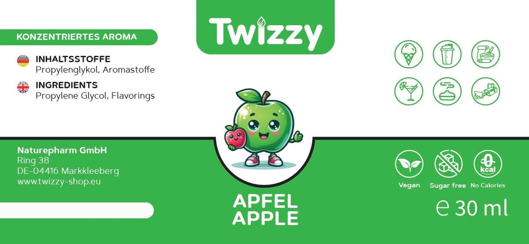 Twizzy, Konzentriertes Apfelaroma, 30 ml Aromen Naty Shop