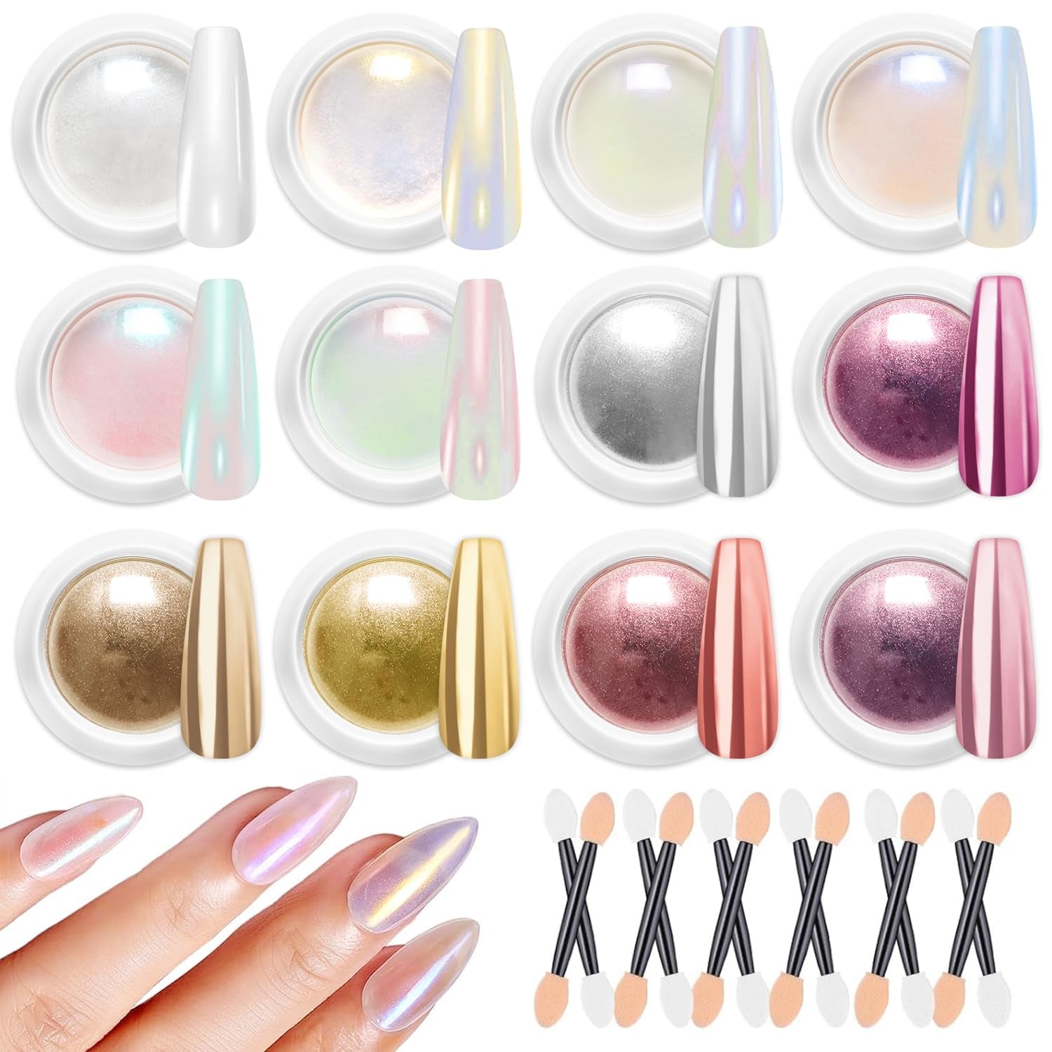 BISHENGYF Rose Gold Chrome Nail PowderNeue Upgrade Grosse Kapazitä Chrom PulverSuper-Spiegeleffekt Metall Mirror Chrome Powder –Neon Glassy Pearl Effect Glitter Nagelkunst Pulver Für DIY Salon