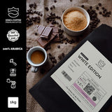 KING'S COFFEE – WHITE EDITION – leichte Mischung aus 100 % Arabica aus Äthiopien, Mexiko, Peru und Tansania – Kleinserienröstung in Italien – ganze Espressobohnen für Siebträgermaschinen – 1 kg