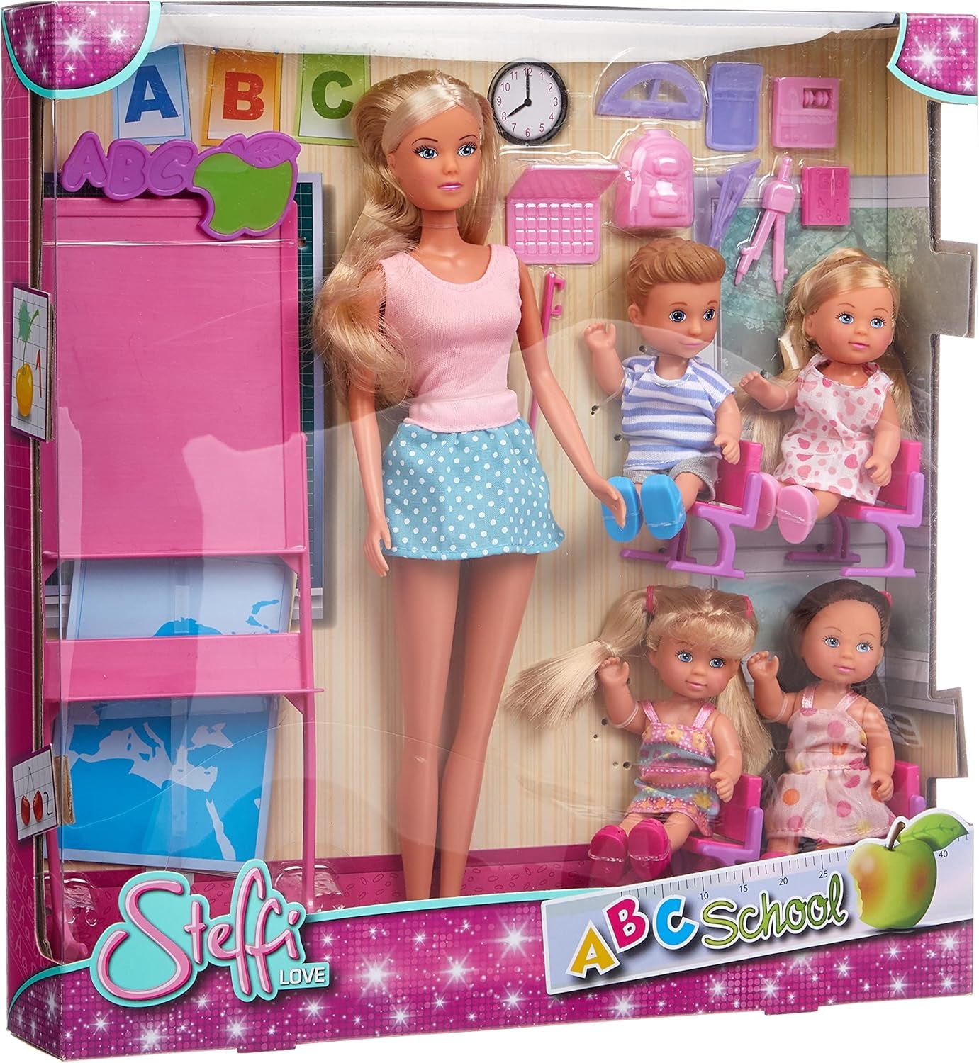 Simba - Puppe Steffi Love Schoolgirl - Puppe 29 cm - Bild und Zubehör + 4 Schüler - 105730472002