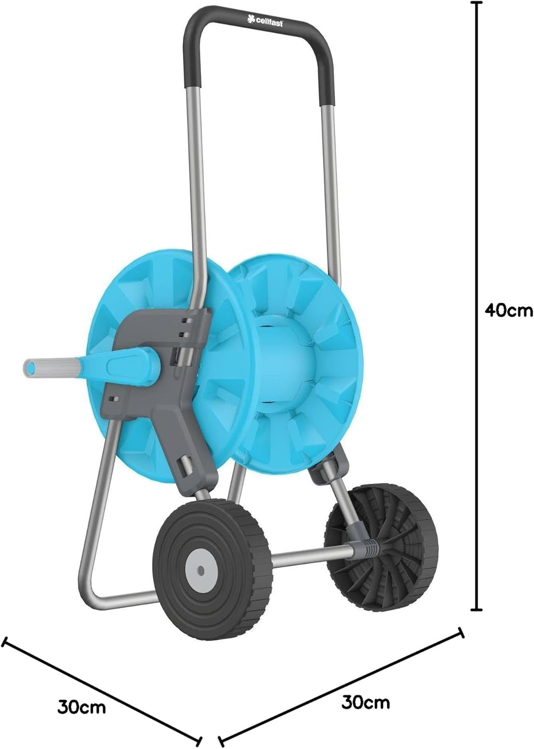 CELLFAST Gartenschlauchwagen, 2-Rad-Schlauchaufroller, korrosionsbeständiger Gartenschlauchaufroller, verhindert Schlauchbiegung, 1/2 Zoll, 45 m, Aluplus