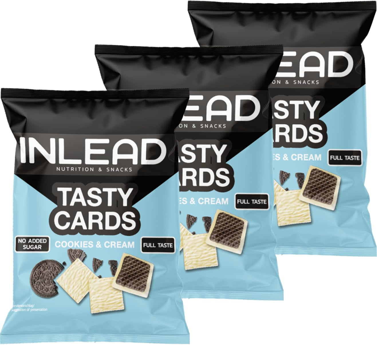 - Leckere Karten - Zuckerfreie Schokoladenkekse mit cremiger Füllung | Bewusste Verwöhnung für Briefumschläge | Kalorienarmer Snack – 3 x 52 g (Cream Cookies)