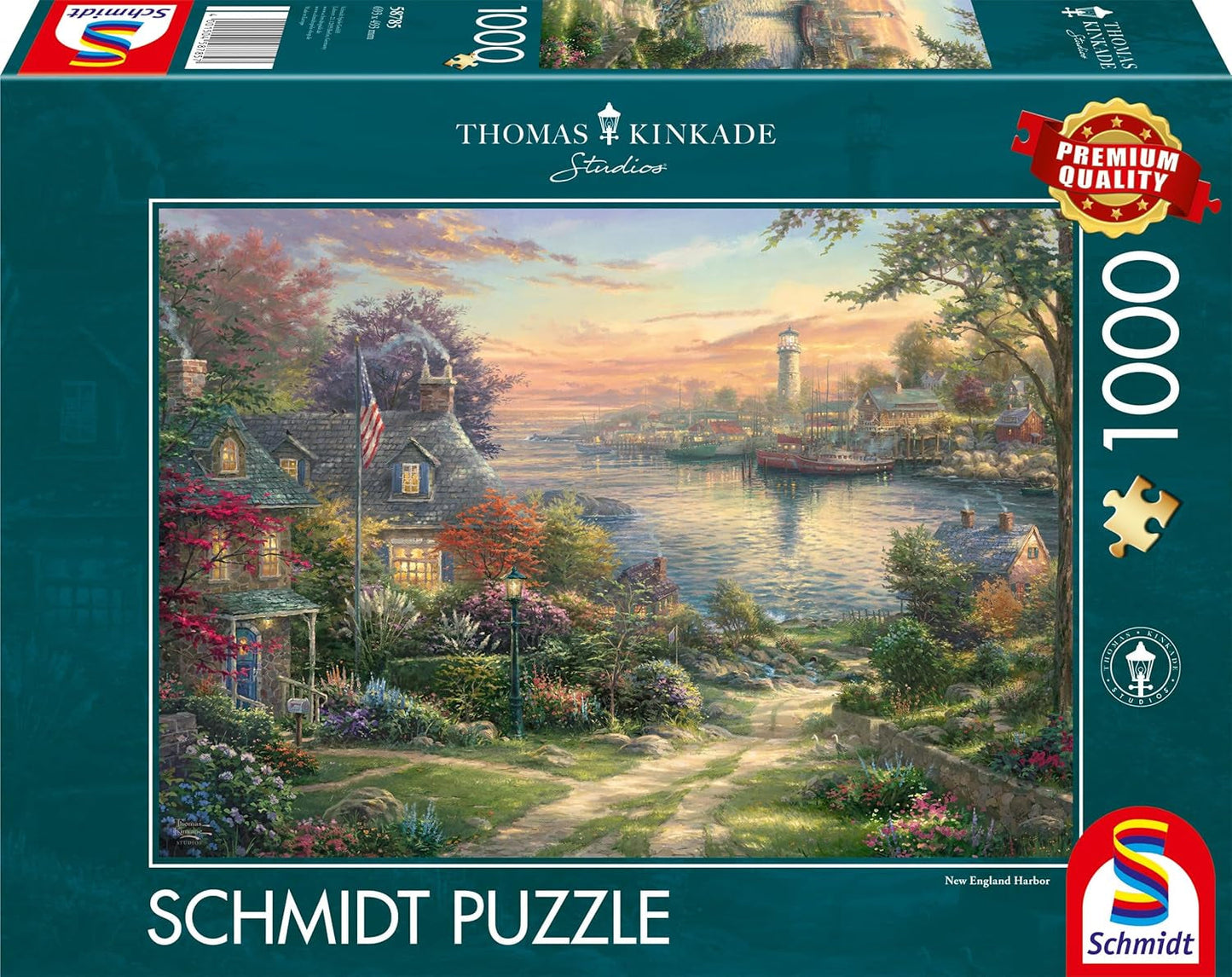 Schmidt Spiele 58785 Thomas Kinkade, New England Harbour, Puzzle 1000 Teile, bunt Puzzle Naty Shop Standardtitel