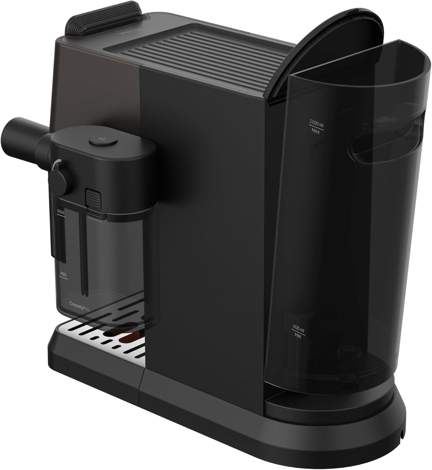 Siebträger-Espressomaschine GRUNDIG KSM 5330 mit integriertem Milchbehälter, Leistung 1628 W, Pumpendruck 15 bar, Doppeldüse, farbiges Touch-Display, BrewSense, CreamyPro, Edelstahl dunkel/Schwarz
