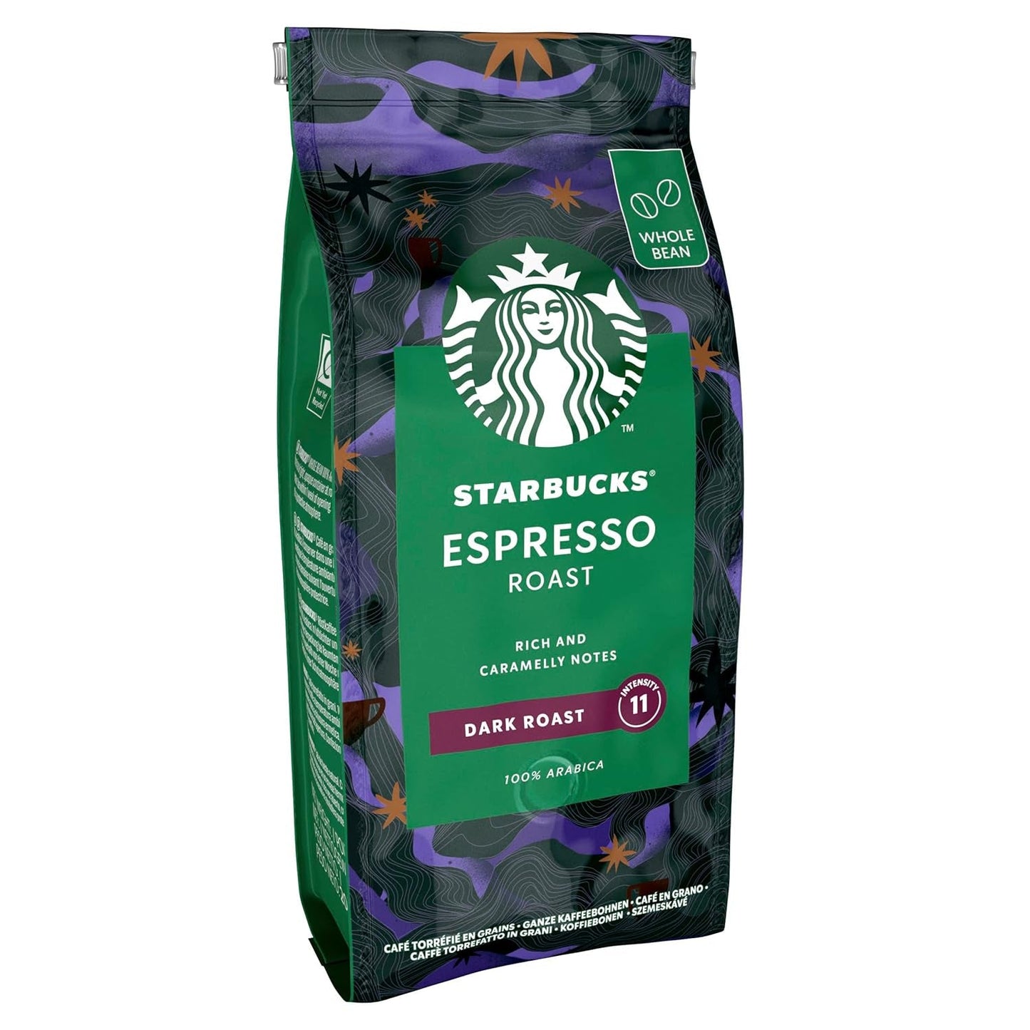 STARBUCKS Espresso Roast, Black Roast, ganze Kaffeebohnen, 200 g (6er-Pack)