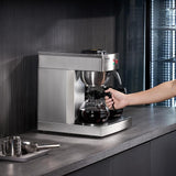 VEVOR Kommerzieller 12-Tassen-Filter-Espressokocher mit 3 Glaskaraffen und 3 Heizplatten, Edelstahl-Espressomaschine mit automatischer Wasserversorgung für Restaurant, Büro, Café
