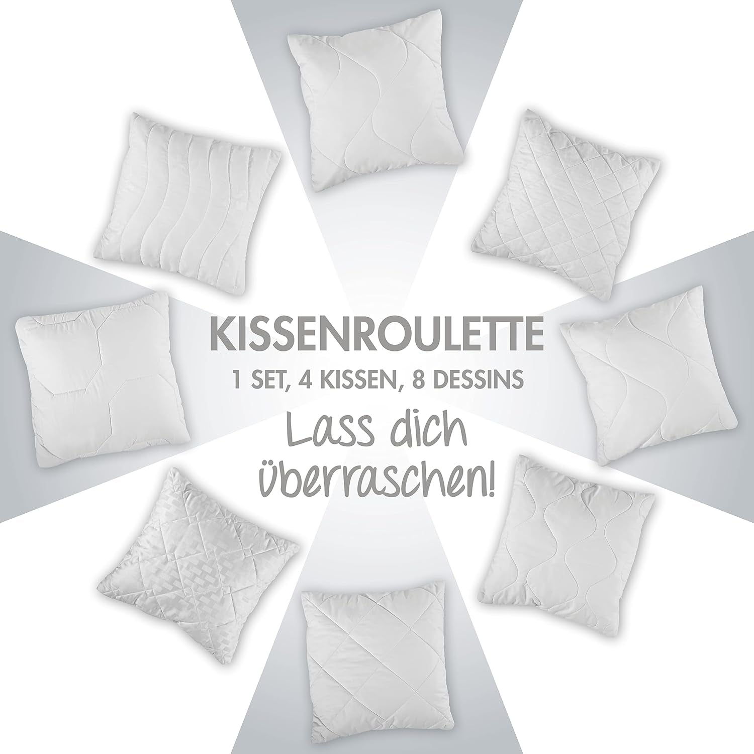 Traumnacht Bequemes Roulette-Kissen, 4er-Set, mit gestepptem Bezug und Schaumstofffüllung, 40 x 40 cm, Öko-Tex-zertifiziert, hergestellt nach dem deutschen Qualitätsstandard Naty Shop Standardkissen