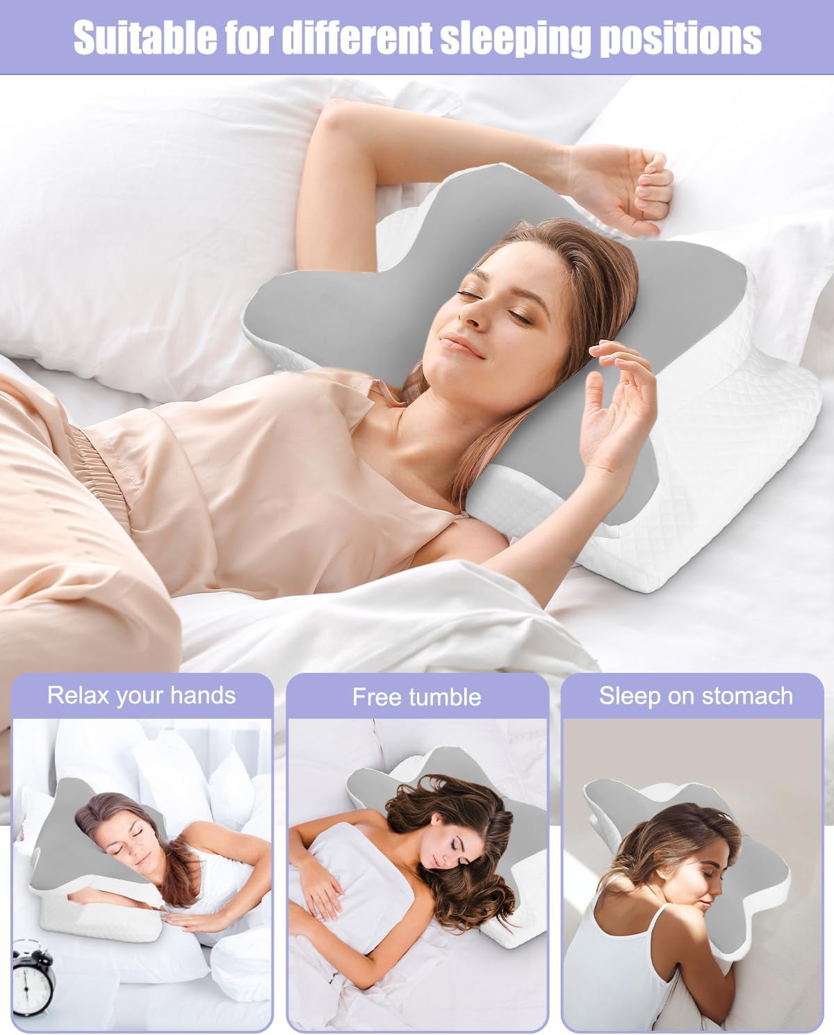Nackenkissen, Seitenstützkissen, Memory-Schaum-Kissen, orthopädisches Kissen, ergonomisches Nackenstützkissen für optimale Unterstützung von Rücken und Bauch, Seitenstützkissen (62 x 41 x 13 cm), orthopädische Halskissen von Naty Shop