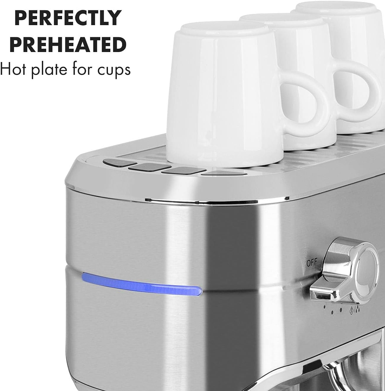 Klarstein Futura Espressomaschine, tragbare Filter-Espressomaschine, 1450 W, 20 bar, Barista-Qualität, Doppeldüse, Flow Stop, tragbare Filter-Espressomaschine, Milchaufschäumfunktion, Silber
