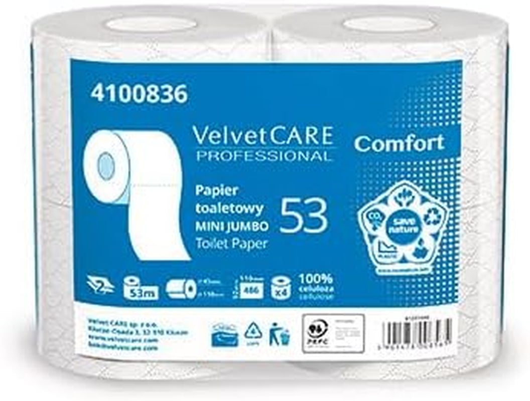 Comfort Zellulose-Toilettenpapier, 2-lagiges Toilettenpapier, 486 Blatt, 4 Stück, weißes Toilettenpapier,