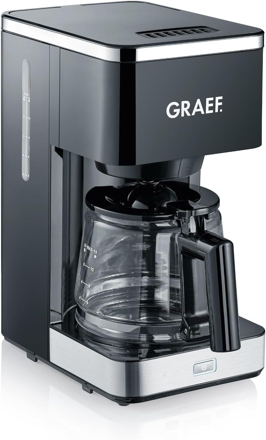 GRAEF. FK402 Filter-Espressomaschine Schwarz, 1,25 L, Warmhaltefunktion, Timer, Pre-Infusion-Funktion, Brühkopf für optimale Geschmacksentfaltung, einfache Bedienung