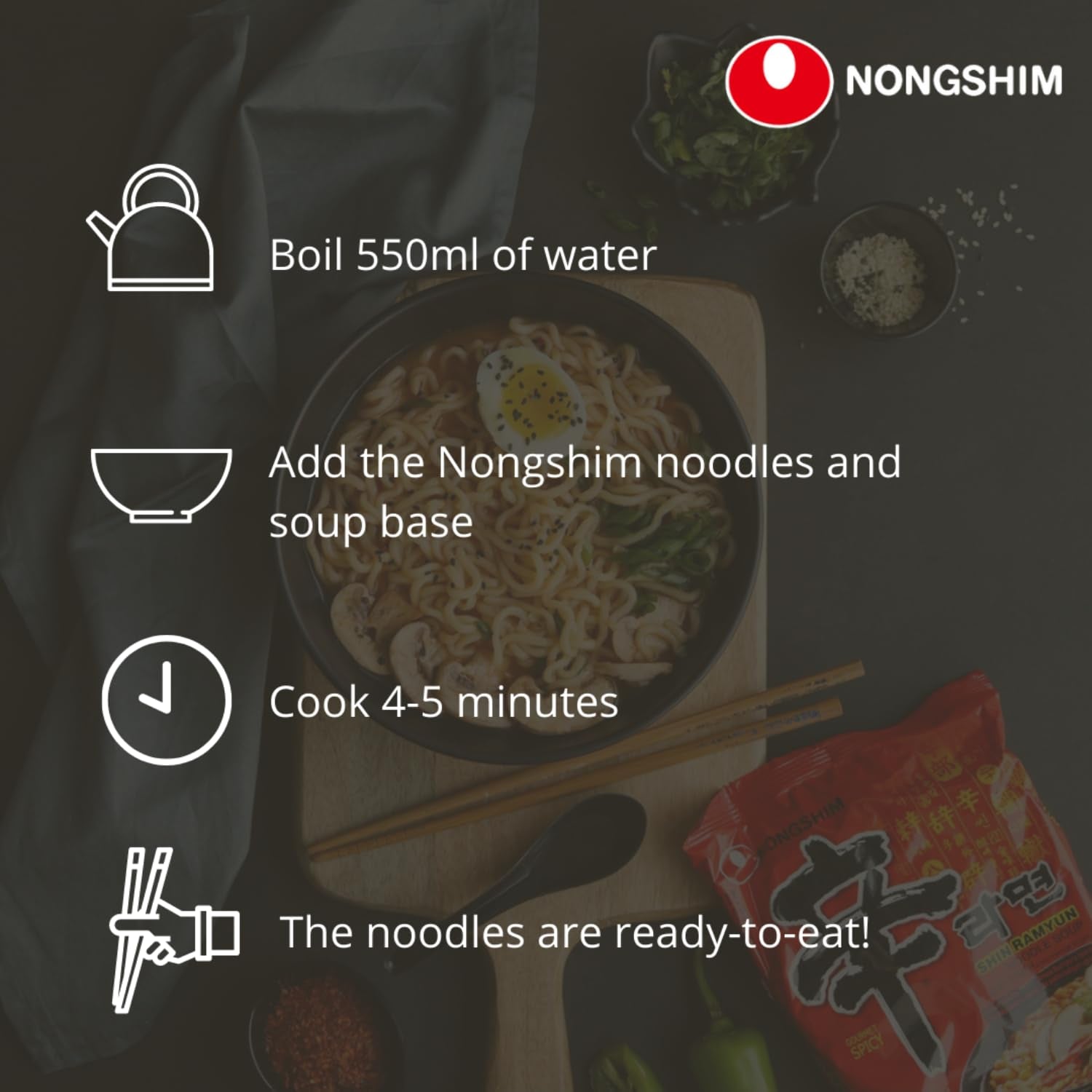 NONGSHIM – Instant-Kimchi-Nudelsuppe – (1 x 120 g)