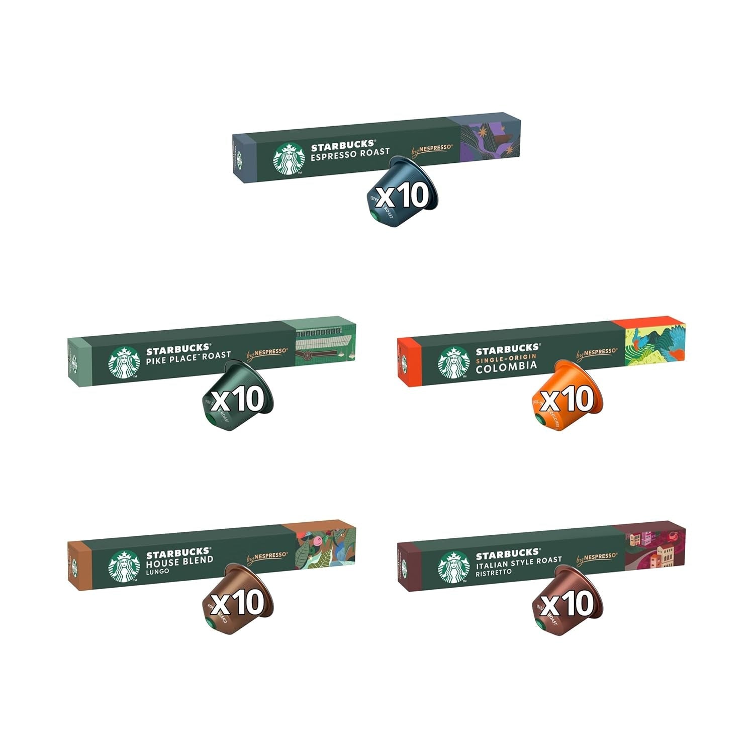 STARBUCKS Coffee Shop Classics – STARBUCKS Espresso Roast Pack von Nespresso, Kaffeekapseln 10 x 10 (100 Kapseln) – Exklusiv bei Amazon