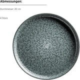 MÄSER 934110 Serie Filippa, Keramik-Geschirrset für 4 Personen, Modernes kombiniertes Geschirrset mit 16 Teilen; Teller, Schalen und Tassen mit reaktiver Glasur in Grün und Schwarz, Steinzeug, Grün