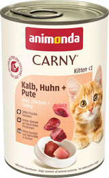 animonda Carny Katzen Nassfutter Kitten Chicken + Pute (12 x 400g), Kitten getreidefreies Katzennassfutter ohne Zucker für wachsende Kätzchen bis 1 Jahr, mit frischen Zutaten