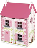 Janod Mademoiselle 3-stöckiges Puppenhaus aus Holz mit 11 Zubehörteilen, Spielzeugnachbildung, fördert die Fantasie, ab 3 Jahren, J06581