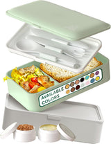 Umami Lunchbox für Erwachsene, auslaufsichere stapelbare Bento-Box mit 4 Besteck und Fächern, Lunchbox für Erwachsene, To-Go-Salatbehälter, Picknick-/Büro-Lunchbox, Anthrazit, 1500 ml